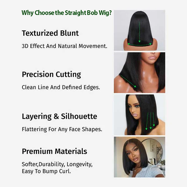 Straight Bob Wig 7x5 Pre-Bleached Natural Looking Glueless Wig