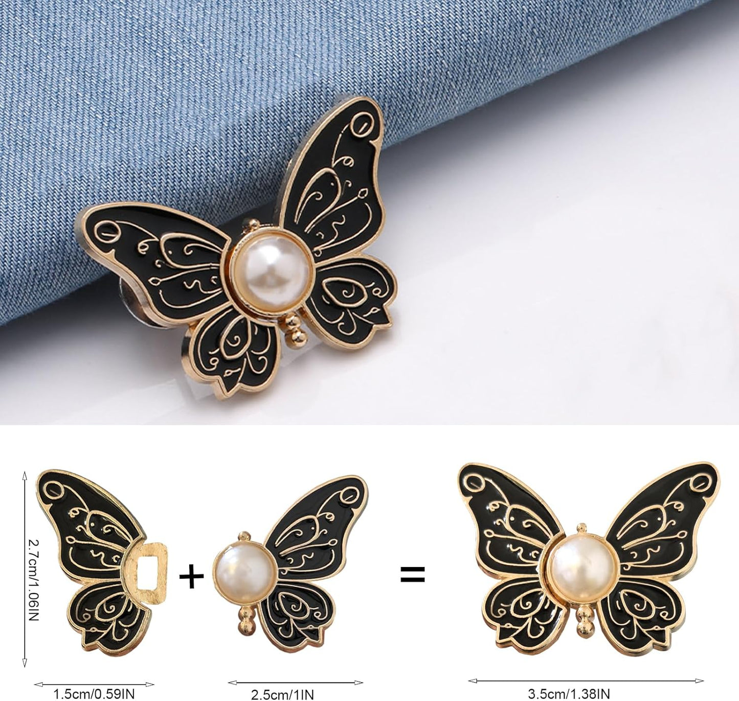 🦋 No-Sew Butterfly Jean Clips – Instant Waist Adjuster for Jeans, Skirts & More ✨