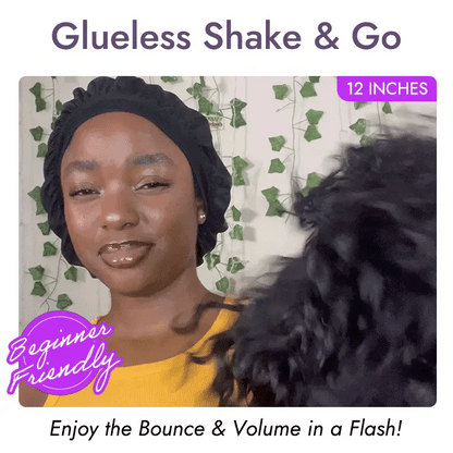 🔥Beginner Friendly Water Wave Minimalist Lace Glueless Short Curly Wig with Bangs