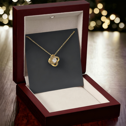 🌟 "To Someone Who Means the World to Me" 💖 Timeless Love Knot Necklace – A Gift They’ll Never Forget