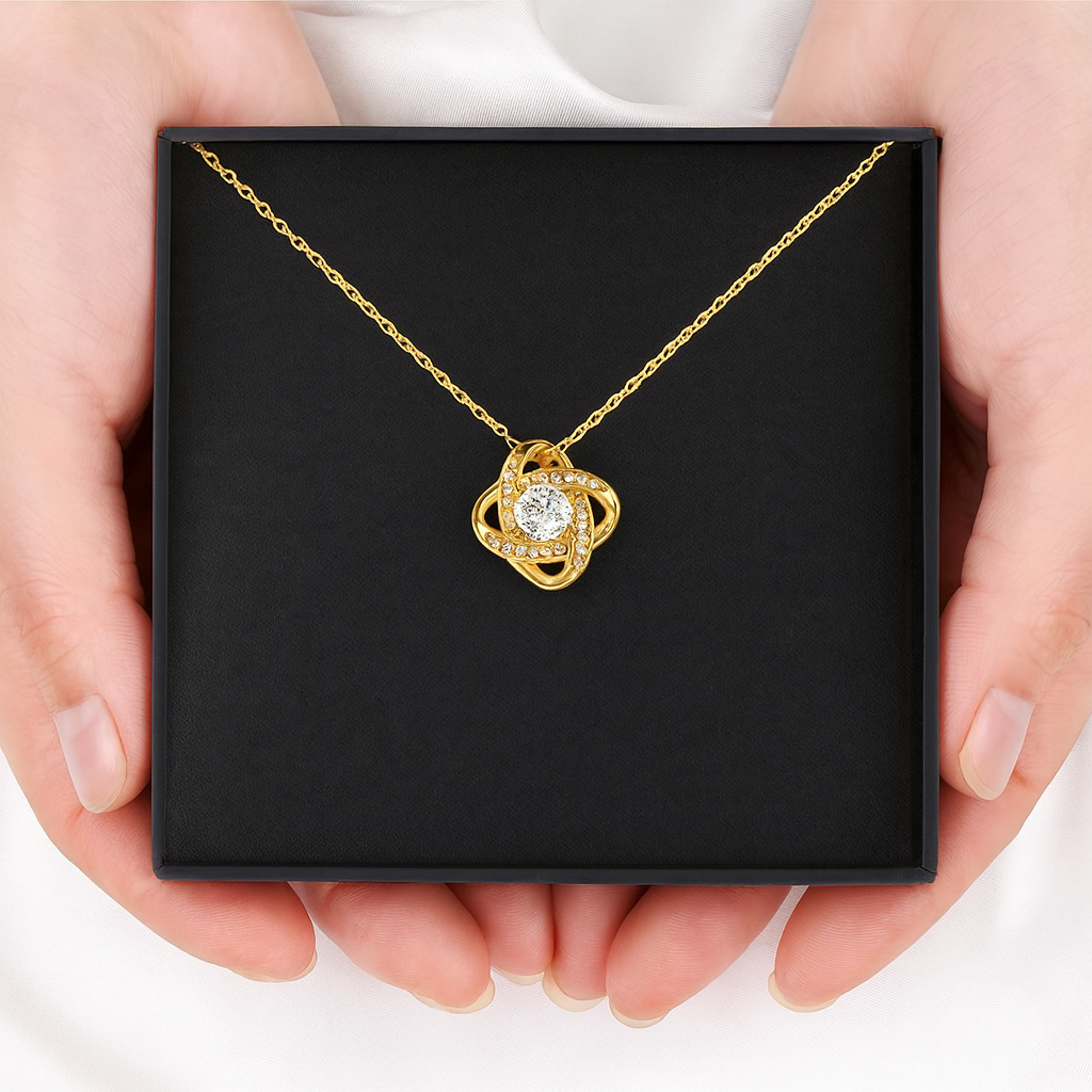 🌟 "To Someone Who Means the World to Me" 💖 Timeless Love Knot Necklace – A Gift They’ll Never Forget