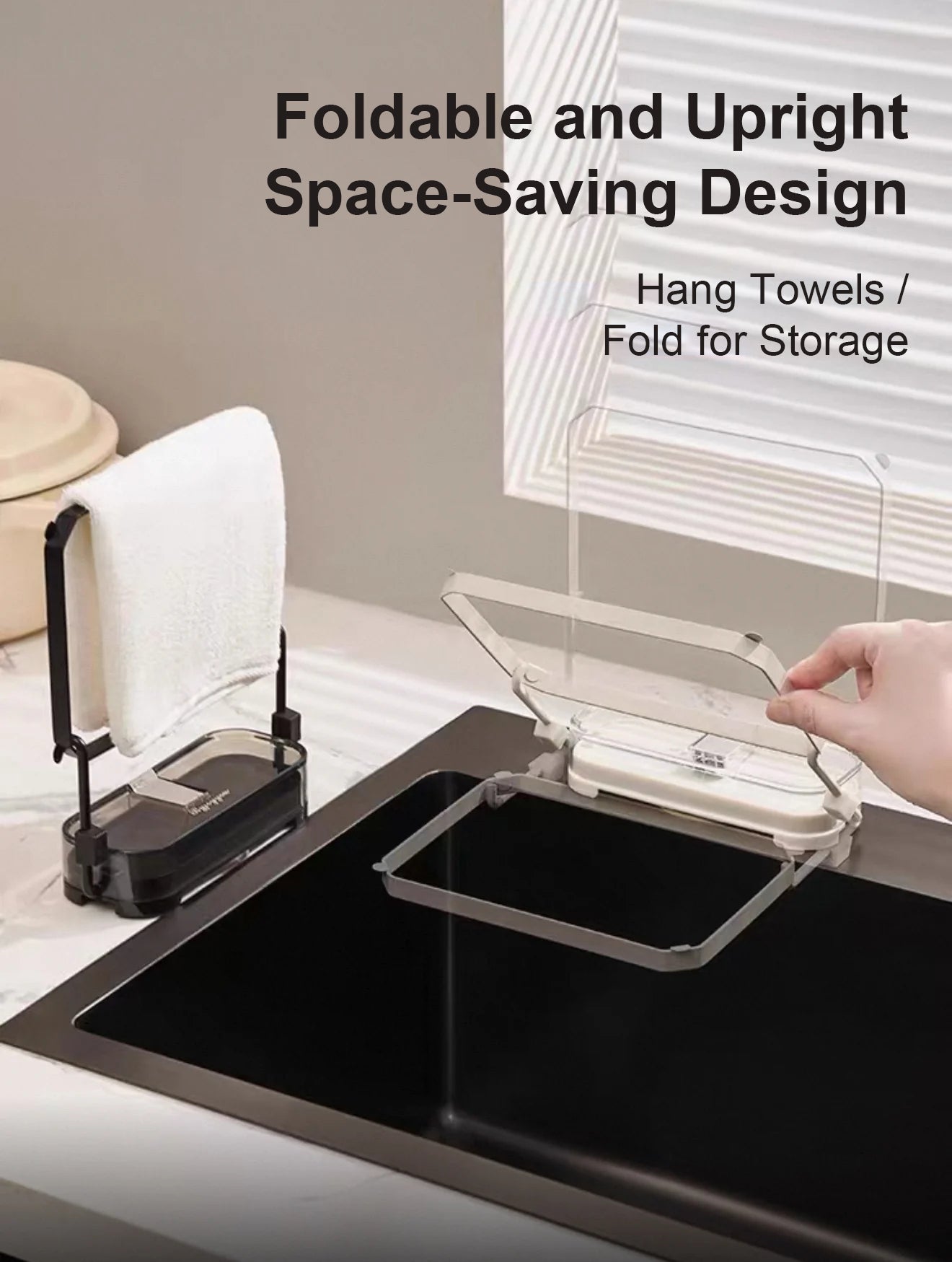 Suction Cup Sink Filter Rack – Easy Install, Foldable, Mess-Free Kitchen Helper! 50 Free Sink Strainer Nets Included ✨