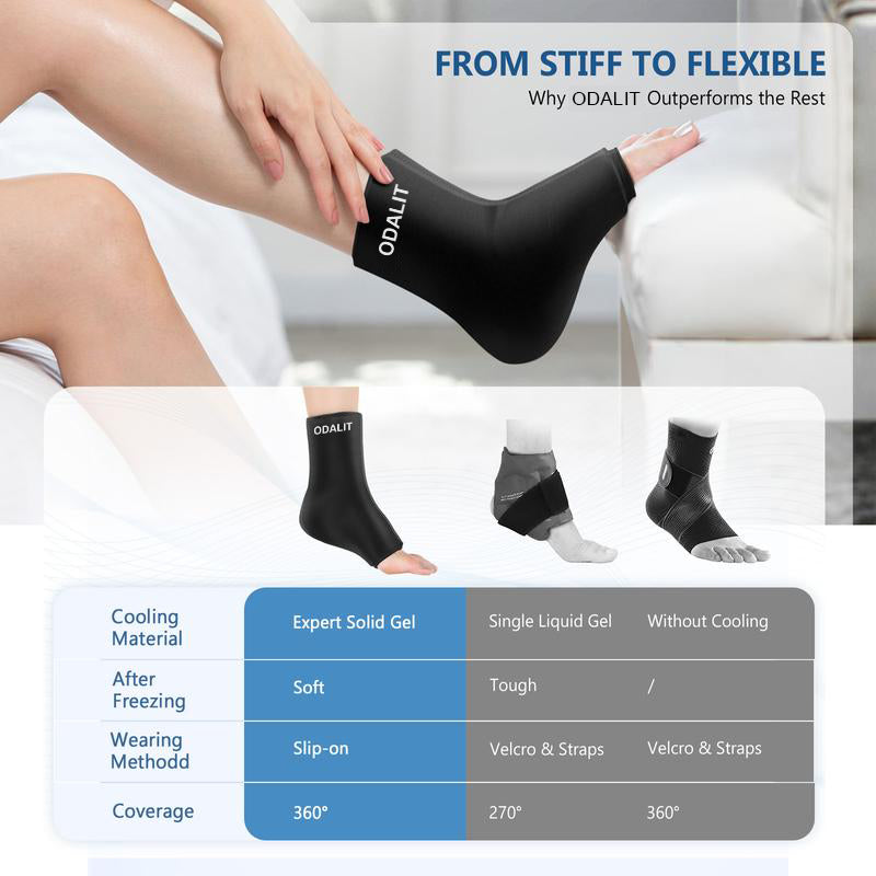 ❄️🔥ODALIT Cold & Hot Therapy Ankle Wrap: Flexible Gel Ice Pack for Fast Relief of Plantar Fasciitis, Sprains, and Swelling.