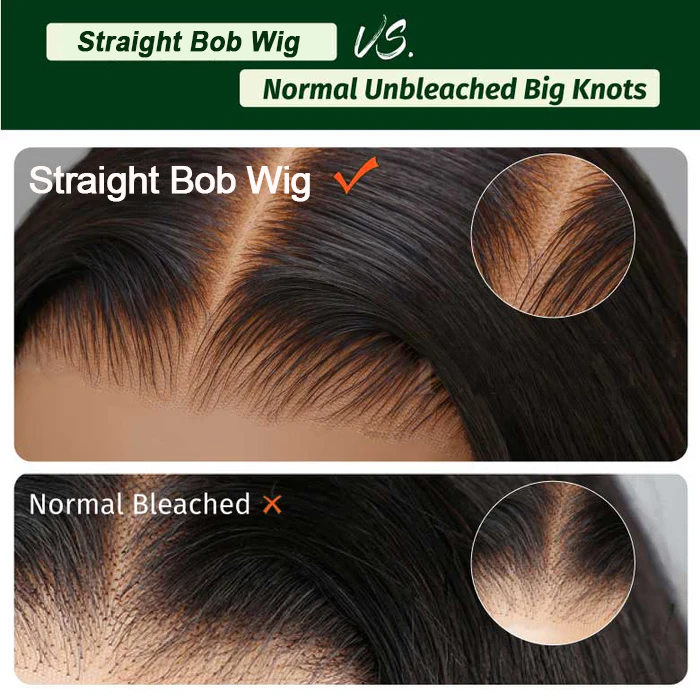 Straight Bob Wig 7x5 Pre-Bleached Natural Looking Glueless Wig