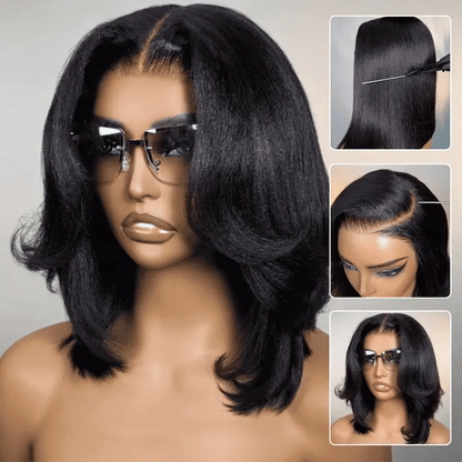 Straight Bob Wig 7x5 Pre-Bleached Natural Looking Glueless Wig