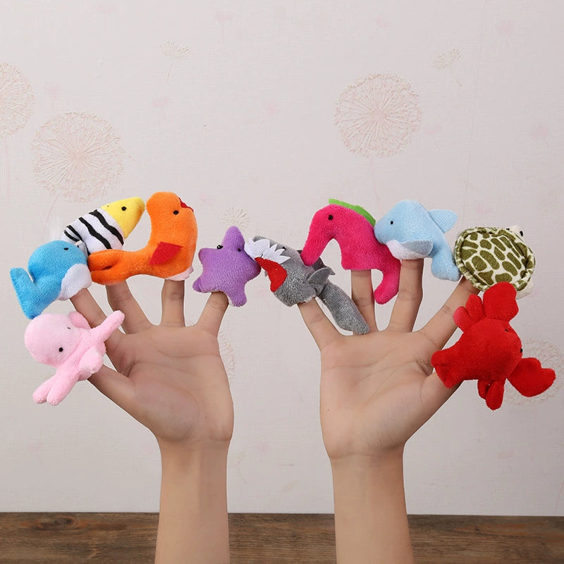 Finger Plush Puppet Set – 5 Themed Collections | Soft & Safe Early Learning Toys for Kids (Animals, Family, Ocean, Fruits, Christmas)
