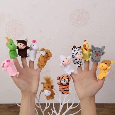 Finger Plush Puppet Set – 5 Themed Collections | Soft & Safe Early Learning Toys for Kids (Animals, Family, Ocean, Fruits, Christmas)