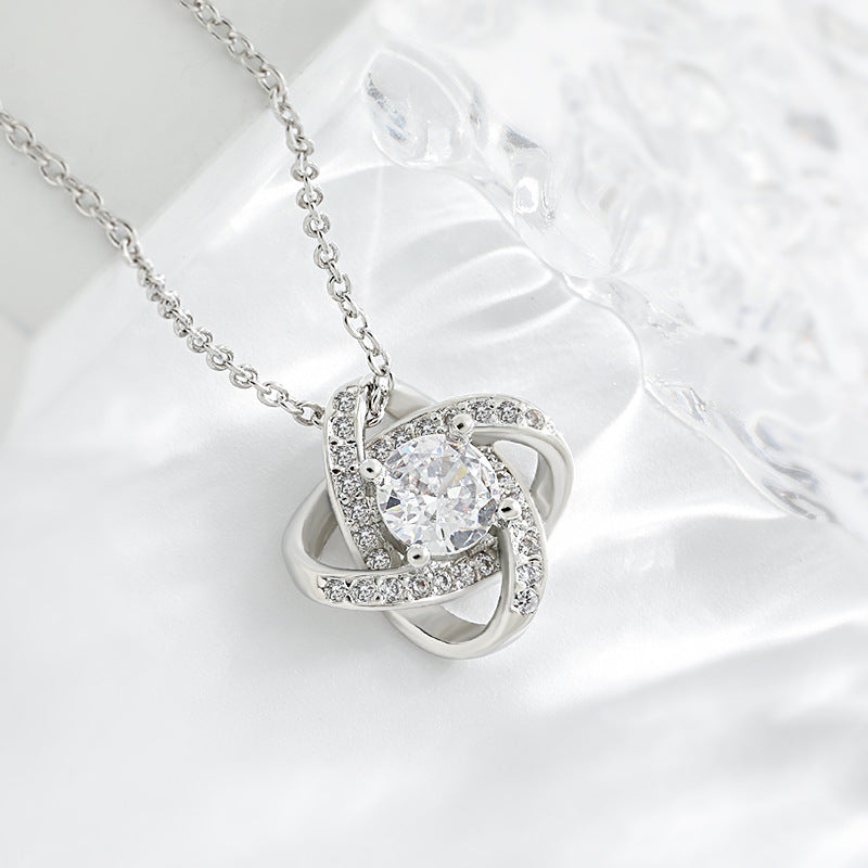 🌟 "To Someone Who Means the World to Me" 💖 Timeless Love Knot Necklace – A Gift They’ll Never Forget