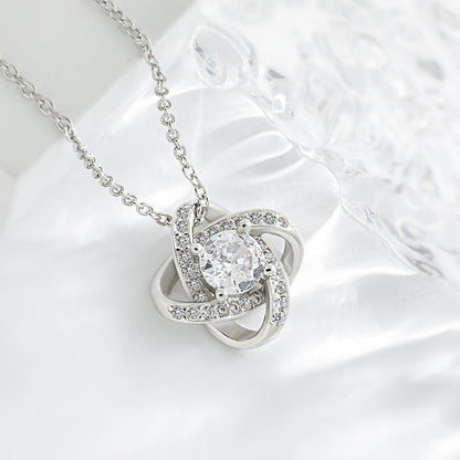 🌟 "To Someone Who Means the World to Me" 💖 Timeless Love Knot Necklace – A Gift They’ll Never Forget