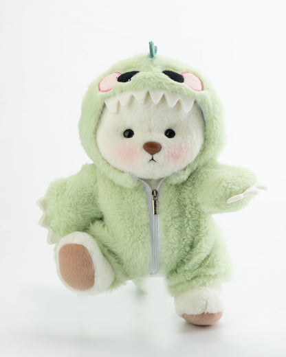 Furry Dinosaur Bear | Handmade Jointed Teddy Bear Gift | 30cm Doll Clothes