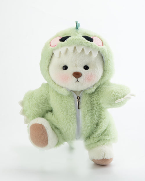 Furry Dinosaur Bear | Handmade Jointed Teddy Bear Gift | 30cm Doll Clothes