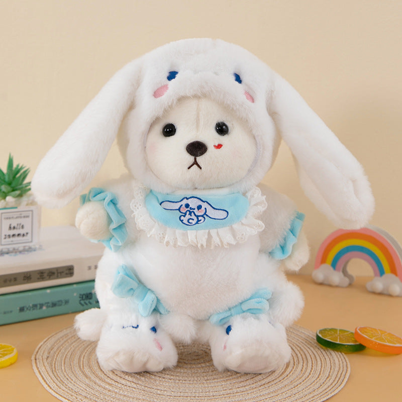 Furry Dinosaur Bear | Handmade Jointed Teddy Bear Gift | 30cm Doll Clothes