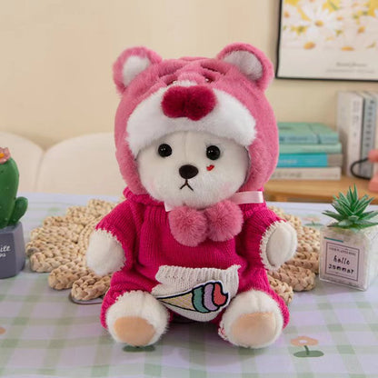 Furry Dinosaur Bear | Handmade Jointed Teddy Bear Gift | 30cm Doll Clothes