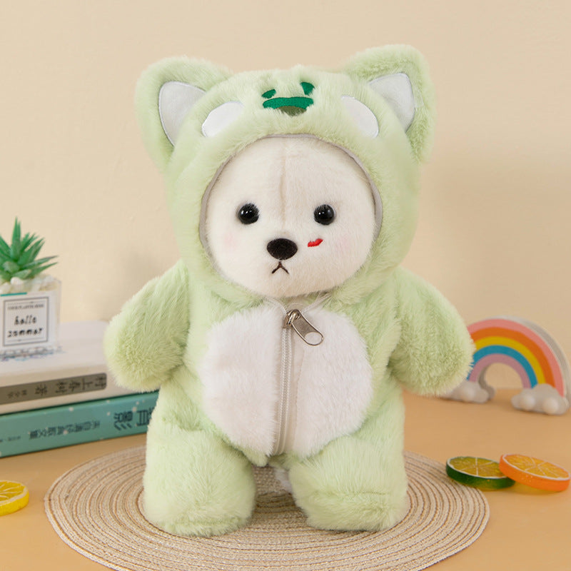 Furry Dinosaur Bear | Handmade Jointed Teddy Bear Gift | 30cm Doll Clothes