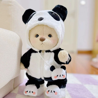 Furry Dinosaur Bear | Handmade Jointed Teddy Bear Gift | 30cm Doll Clothes