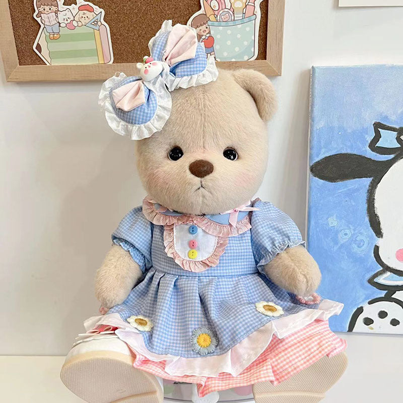 Furry Dinosaur Bear | Handmade Jointed Teddy Bear Gift | 30cm Doll Clothes