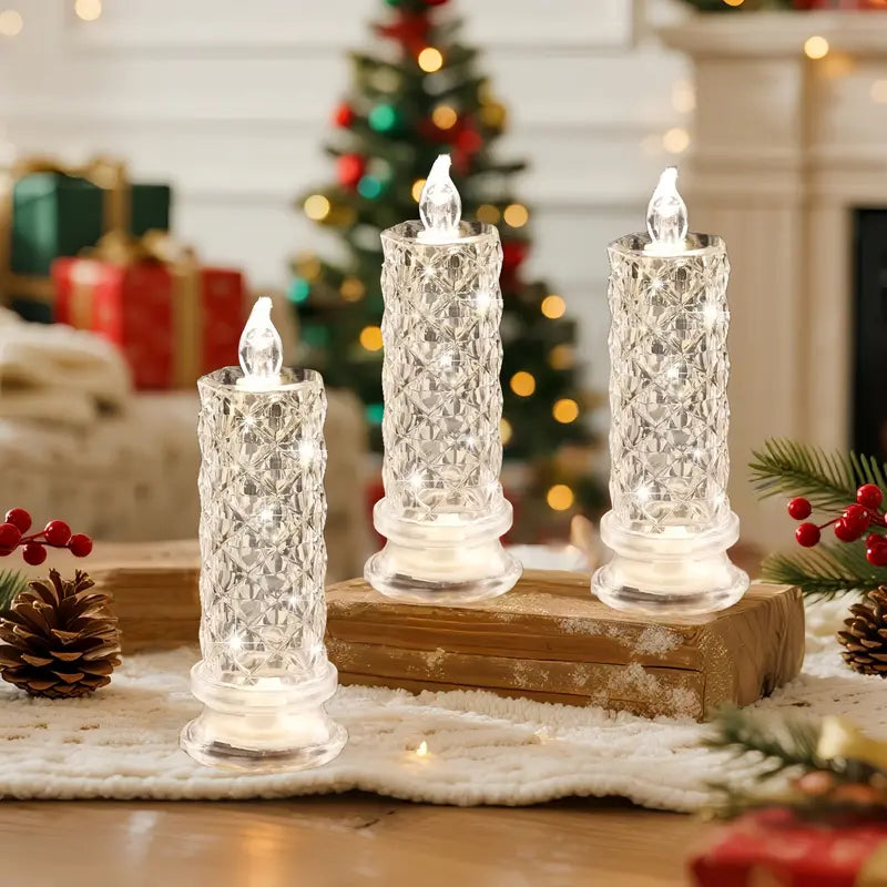 Crystal LED Candle Set – Warm Flickering Glow for Date Nights, Parties & Home Decor