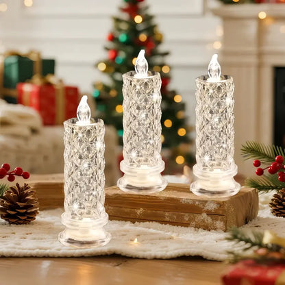 Crystal LED Candle Set – Warm Flickering Glow for Date Nights, Parties & Home Decor